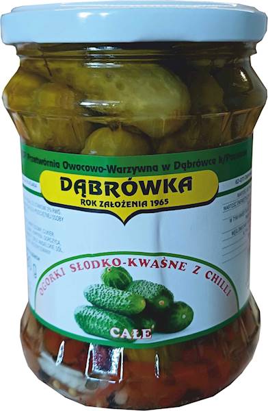Ogórki słodko-kwaśne całe z chilli 470 g