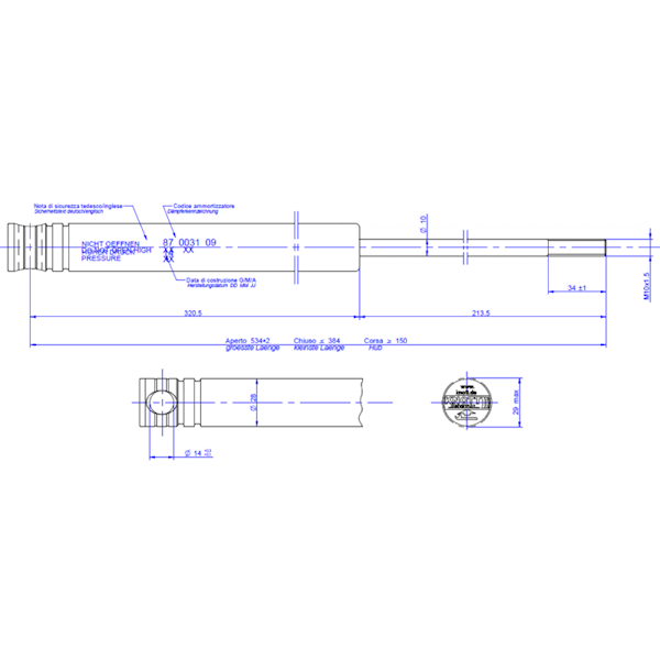 Amortyzator KNOTT do u.n. KF27-B, 87 0031.09-14