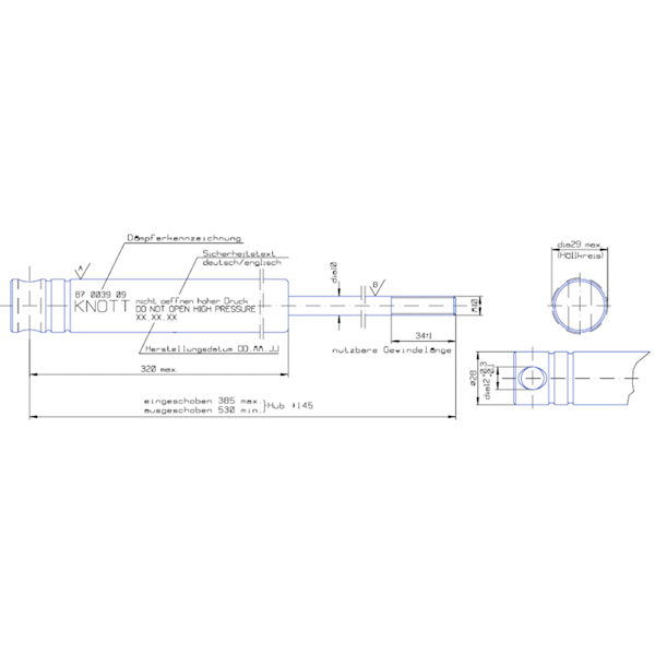 Amortyzator KNOTT do u.n. KF27-A1, KFG30-A/A1, KR 20-D5/D8