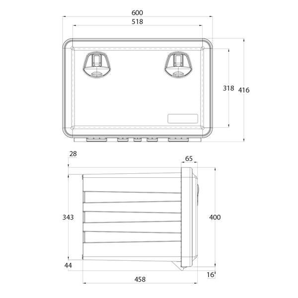 Skrzynka narzędziowa JUST 600x415hx460  2 zamki 71.5L