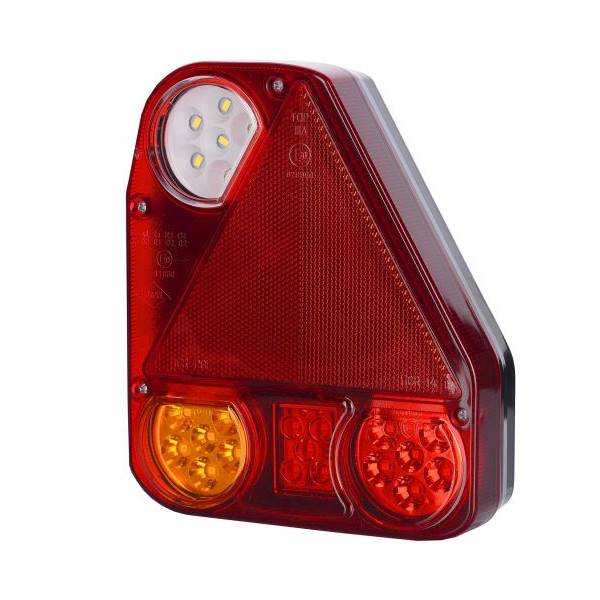 Lampa zespolona tylna z trójkątem odblaskowym HOR56 narożna, wersja diodowa IIIB, prawa ze światłem cofania