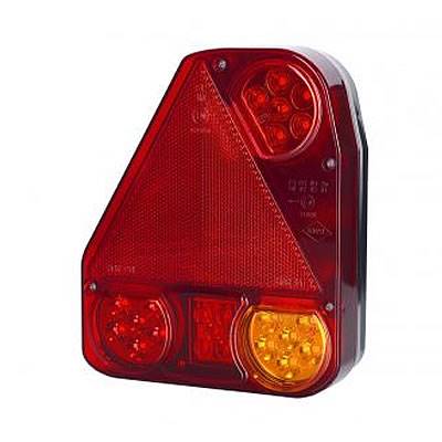 Lampa zespolona tylna z trójkątem odblaskowym HOR56 narożna, wersja diodowa IIIB, lewa ze światłem p.mgielnym