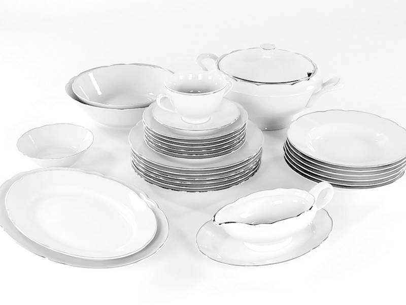 serwis obiadowy 12/44 3605 Platyn. Linia FESTON BW