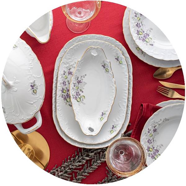półmisek owalny 25 dek: G559 Fiołki ROCOCO