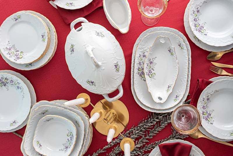 półmisek owalny 25 dek: G559 Fiołki ROCOCO