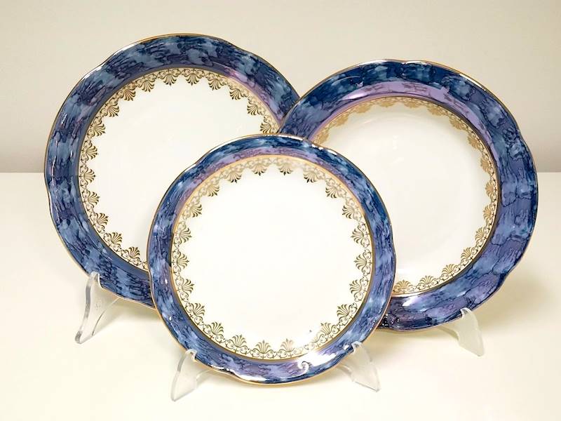 komplet talerzy 6/18 Blue & Gold KAMELIA