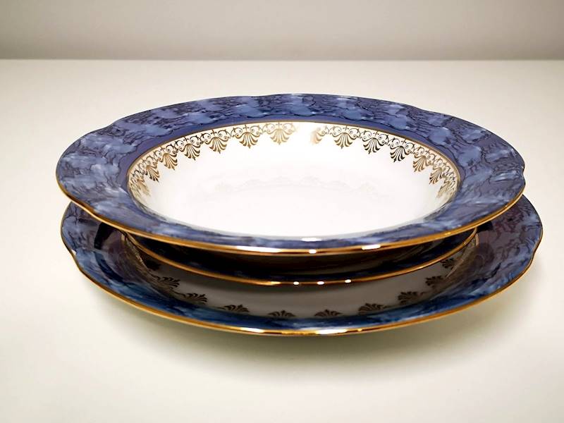 komplet talerzy 6/18 Blue & Gold KAMELIA
