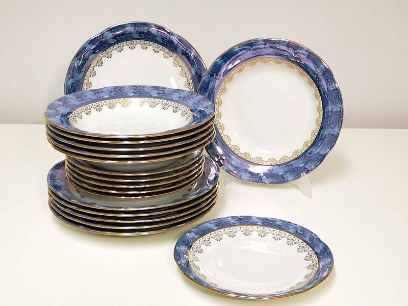komplet talerzy 6/18 Blue & Gold KAMELIA