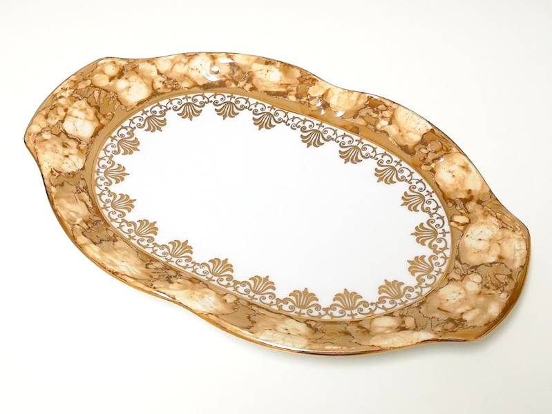 półmisek owalny 24 Brown & Gold KAMELIA