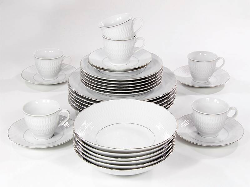 serwis obiadowy 12/44 3607 Platyn. Linia SOFIA BW
