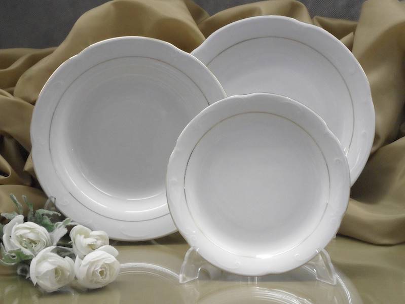 serwis obiadowy 12/45 Platynowa Linia KAMELIA