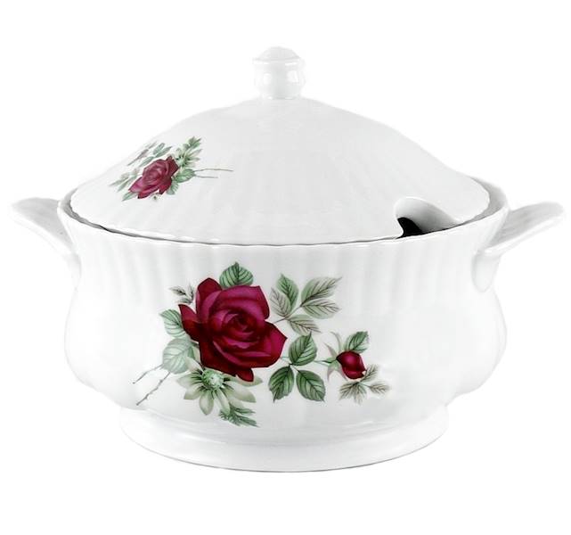 serwis obiadowy 12/45 dek: B826 Bordowa Róża IWONA