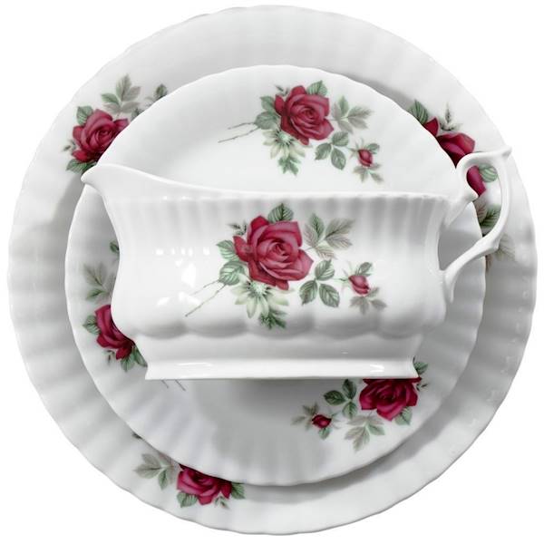 serwis obiadowy 12/45 dek: B826 Bordowa Róża IWONA
