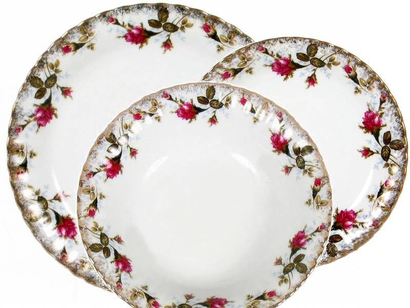 komplet talerzy 6/18 dek: B013 Złocona Róża IWONA