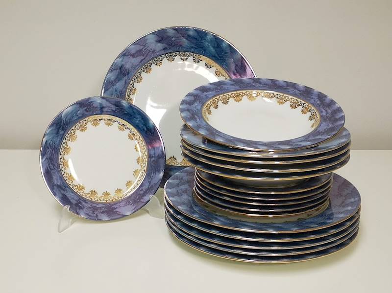 komplet talerzy 6/17 Blue & Gold NINA gat.3
