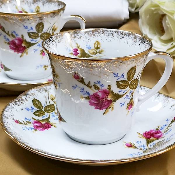 filiżanka ze spodkiem 022 Róża Złota KAMELIA