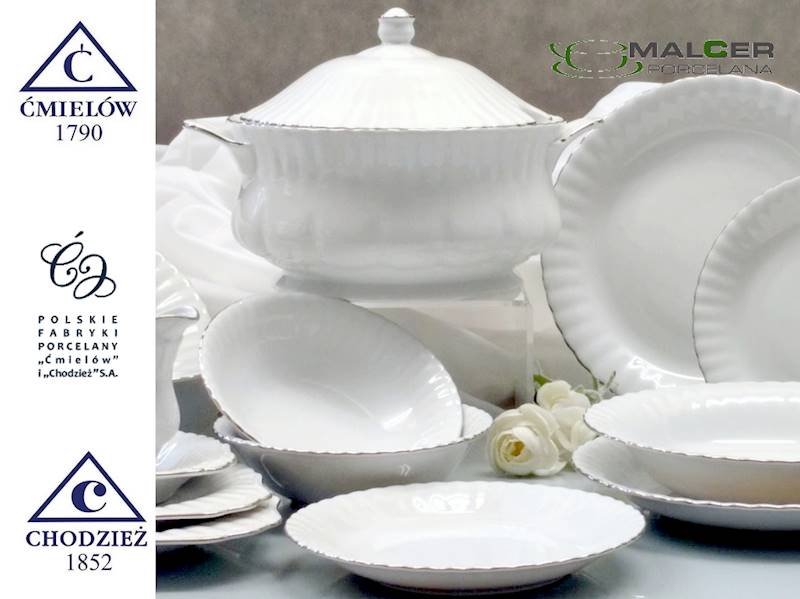 serwis obiadowy 12/45 dek: B357 Platyn Linia IWONA