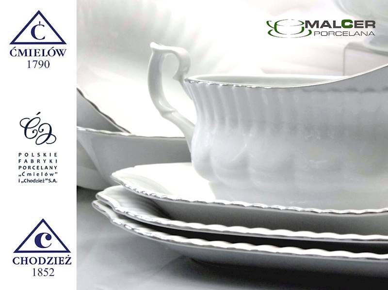 serwis obiadowy 12/45 dek: B357 Platyn Linia IWONA