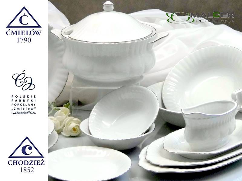 serwis obiadowy 12/45 dek: B357 Platyn Linia IWONA