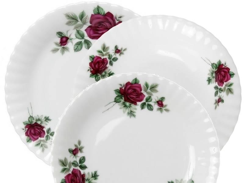 serwis obiadowy 12/44 dek: B826 Bordowa Róża IWONA