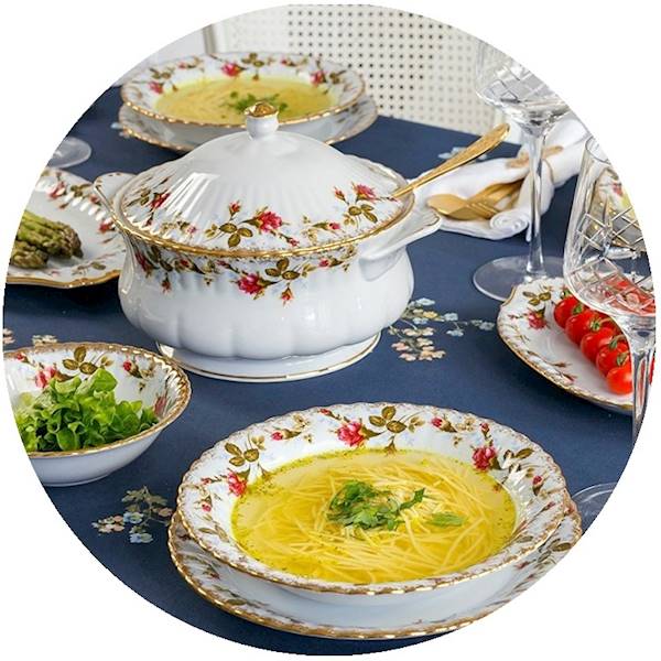 serwis obiadowy 6/27 dek: B013 Złocona Róża IWONA