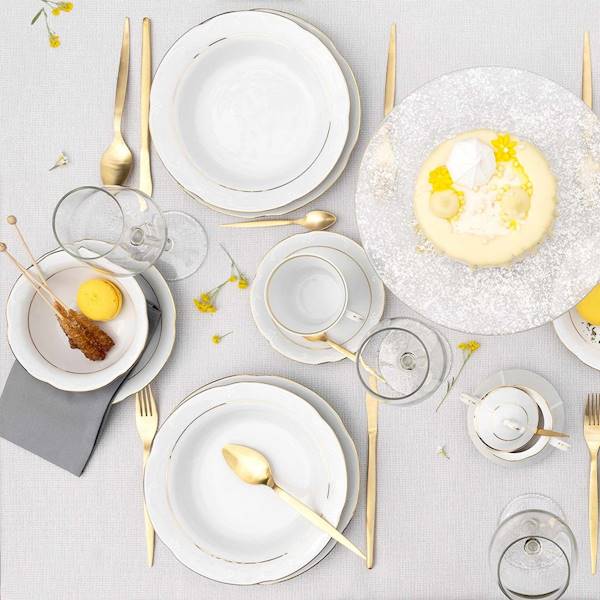 komplet talerzy 6/18 dek: B014 Złota Linia KAMELIA