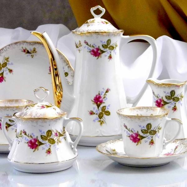 serwis do kawy 6/21 Róża Złota KAMELIA 17