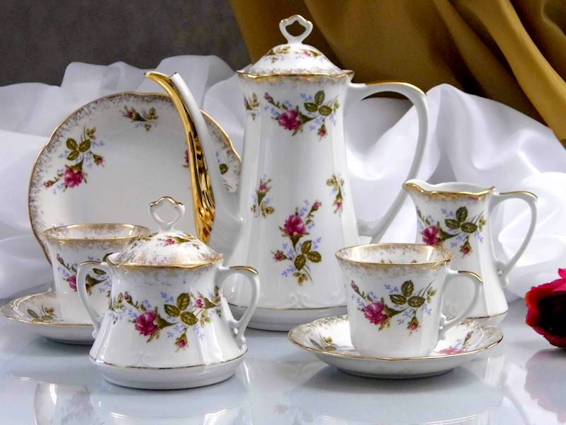 serwis do kawy 12/39 Róża Złota KAMELIA fil.25