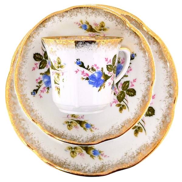 serwis do kawy 1/3 Złota Niebieska Róża KAMELIA 19