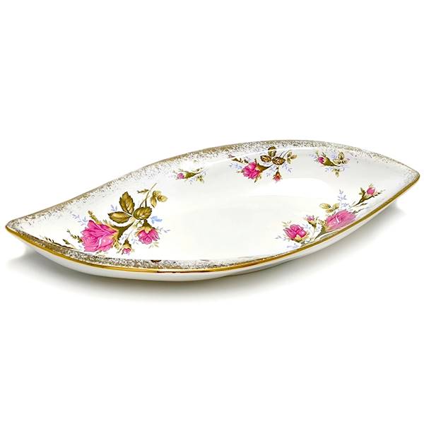 salaterka 35 cm ŁÓDKA Róża Złota CERAMIKA