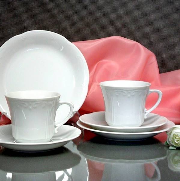 serwis do kawy 6/18 dek: C000 Biała KAMELIA