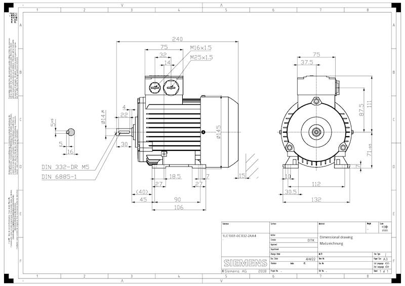 Silnik  Siemens 0,37kW 1400obr/min IMB3 