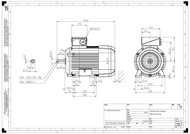 Silnik  Siemens 1,1kW 1500obr/min IMB3 