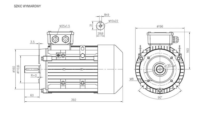 Silnik elektryczny 1,5 kW 1000 B14 OMT4 100L-6 