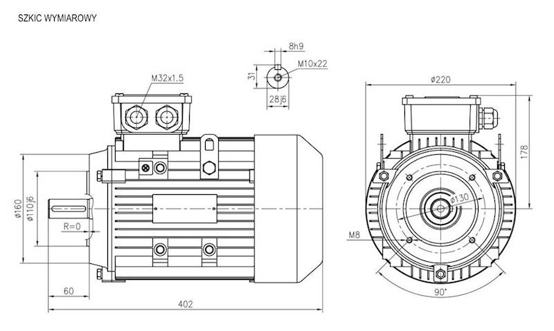 Silnik elektryczny 3 kW 1000 B14  OMT4 112C-6 