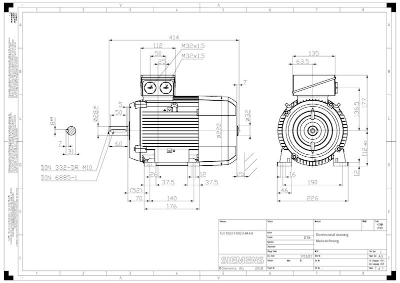 Silnik Siemens 5,5kW 1500 obr/min IMB3 