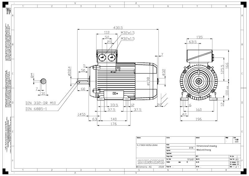 Silnik Siemens 3kW 1500 obr/min IMB3 