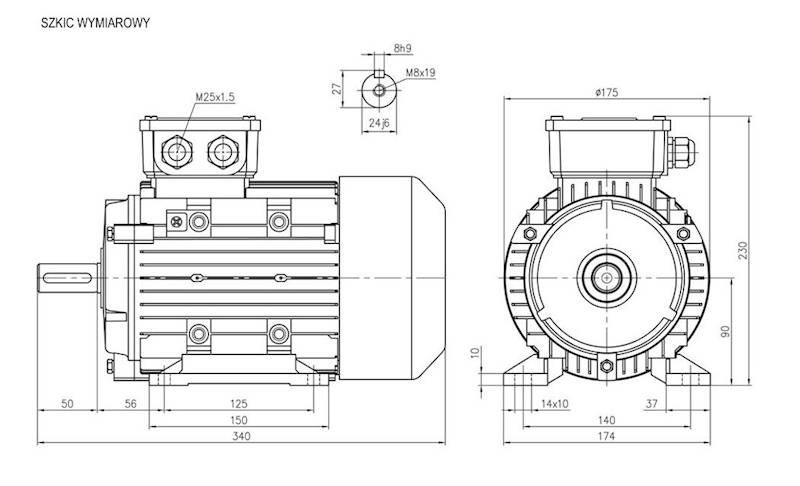 Silnik elektryczny 3 kW 3000   B3 OMT4 90C-2