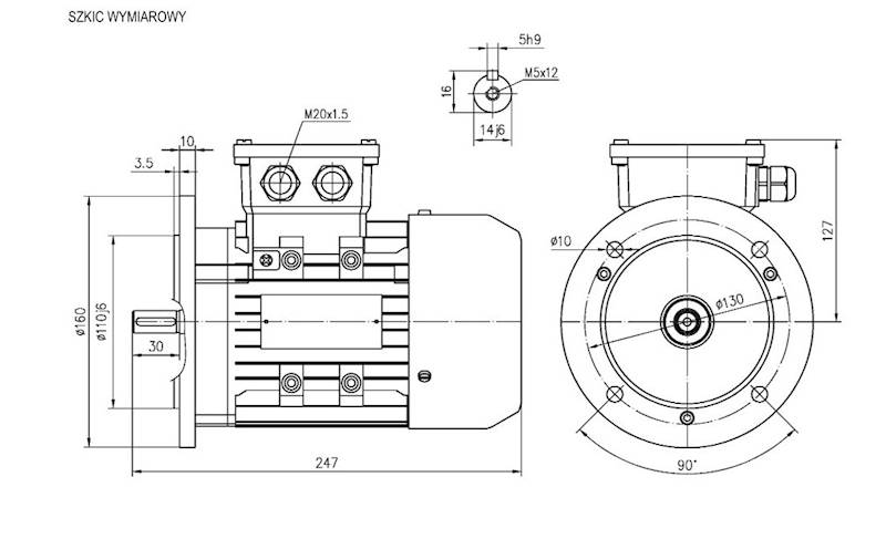 Silnik elektryczny 0,55 kW 2800 B5 OMT4 71G-2 