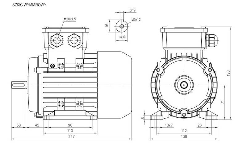 Silnik elektryczny 0,37 kW 1000 obr. OMT712-6 B3 