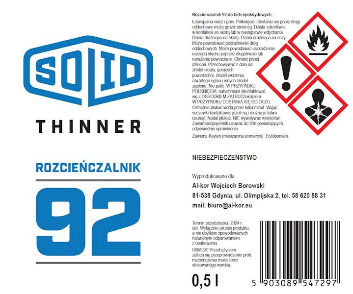 Rozcieńczalnik 92 Solid Thinner 0,5 L