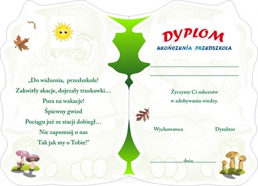 DYPLOM UKOŃCZENIA PRZEDSZKOLA P13