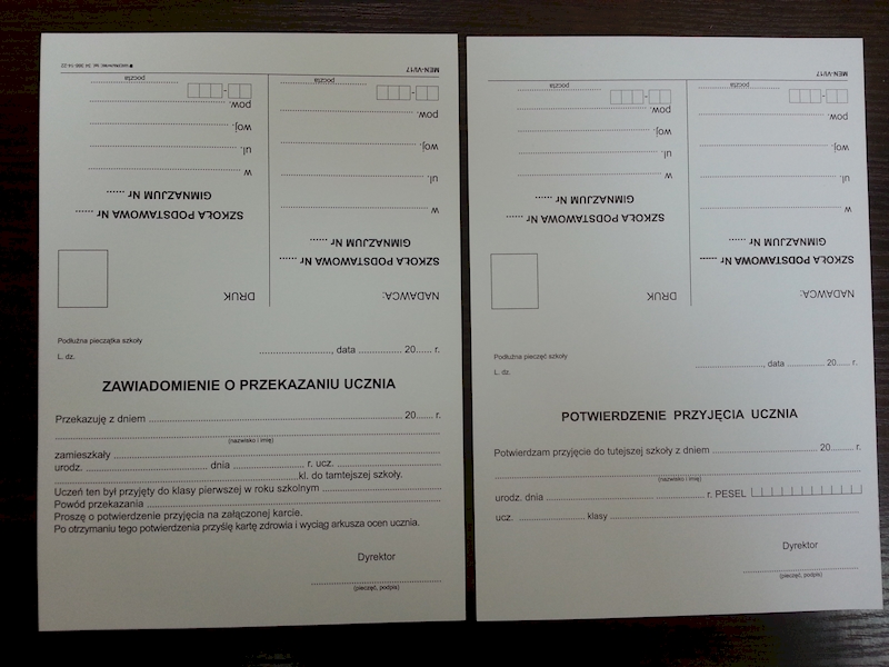 ZAWIADOMIENIE O PRZEKAZANIU UCZNIA VI/17