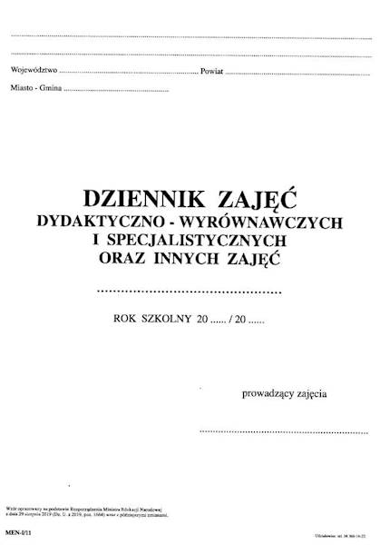 DZIENNIK ZAJĘĆ DYD.-WYRÓW. I SPEC. I/11