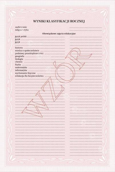 ŚWIADECTWO MEiN-I/20-W/2 DLA UCZNIÓW TECH. Z WYR