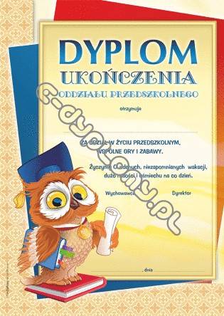 DYPLOM UKOŃCZENIA ODDZIAŁU PRZEDSZKOLNEGO A955