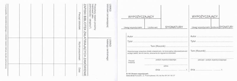 REWERS WYPOŻYCZEŃ B-181
