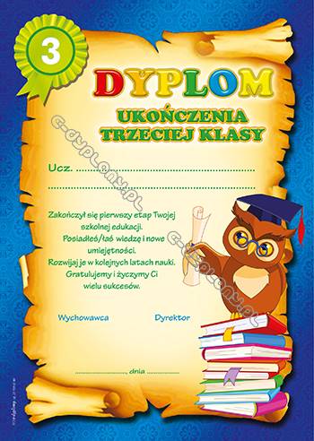 DYPLOM UKOŃCZENIA 3 KLASY SP A573