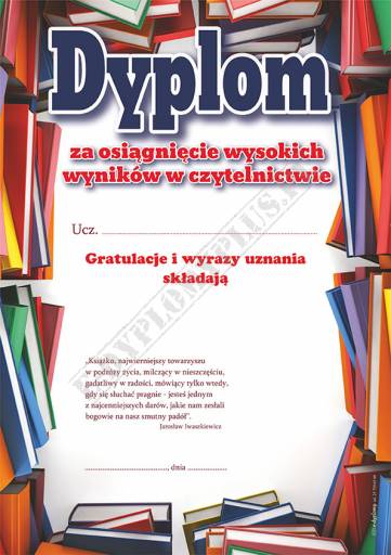 DYPLOM ZA OSIĄGNIĘCIA W CZYTELNICTWIE A723