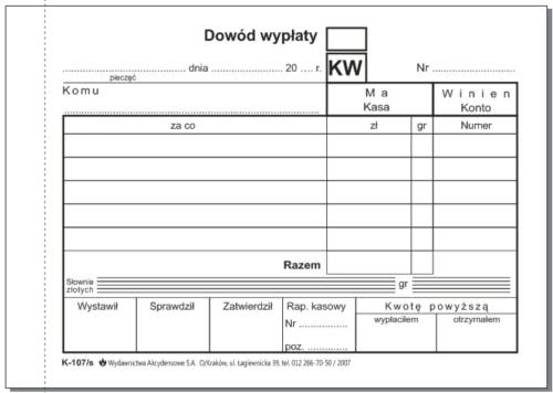DOWÓD WYPŁATY KW